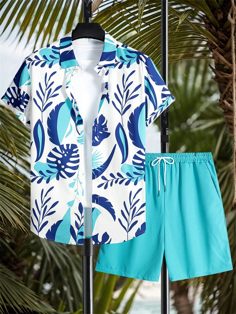 Mens Fashion Wear - Men's Short-sleeved Shirt Set Artistic And