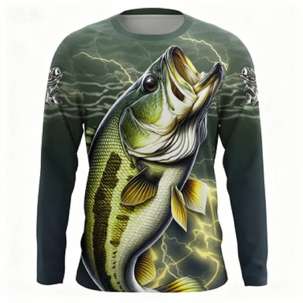 Mens Fashion Wear - Fashionable Bass Pattern Crew Neck Long
