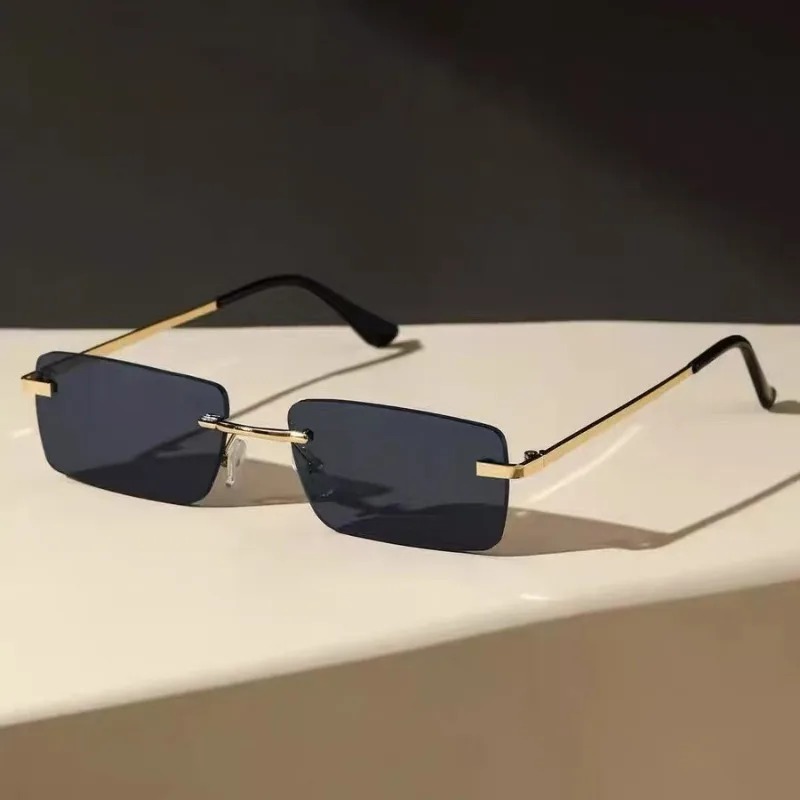 Men'S Fashion Rimless Glasses - Retro Men Metal Square Rimless Sunglasses