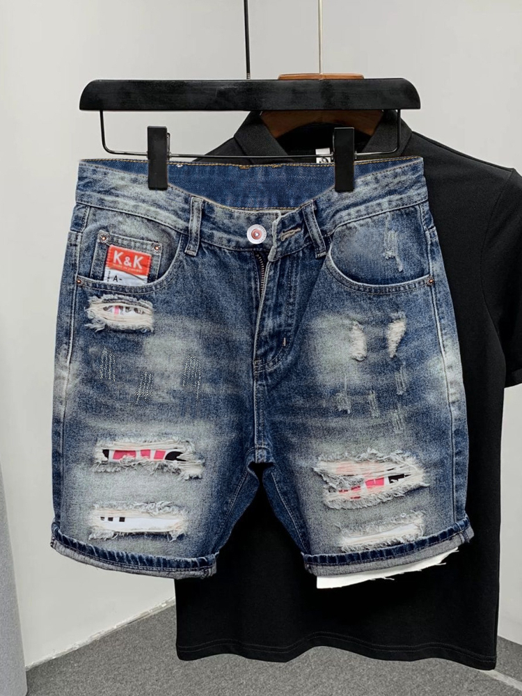 Men'S Fashion Overalls - 2026 Summer Ripped Straight Men Denim