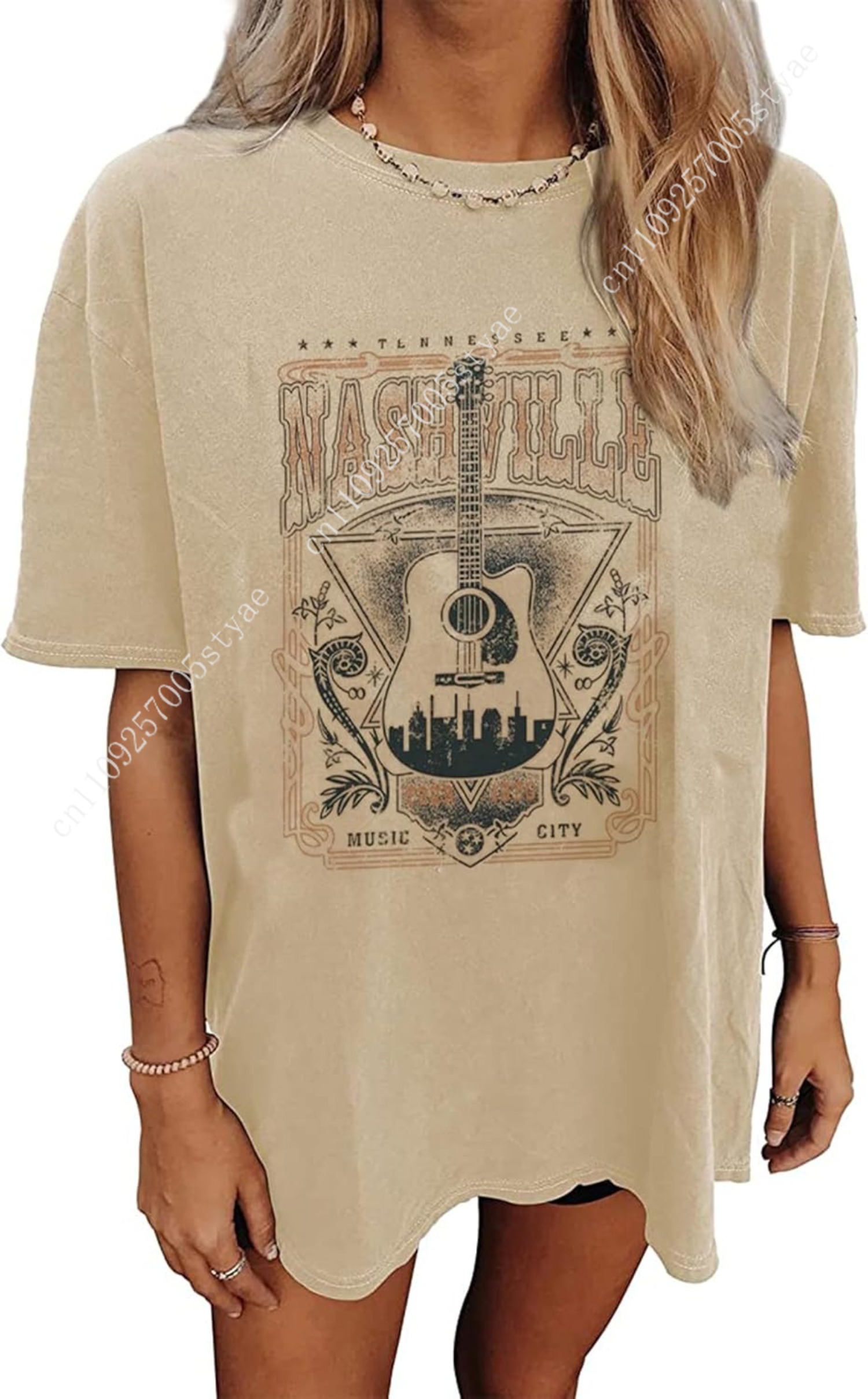 Graphic Tee Oversized - Nashville Music City T-Shirt Women Country
