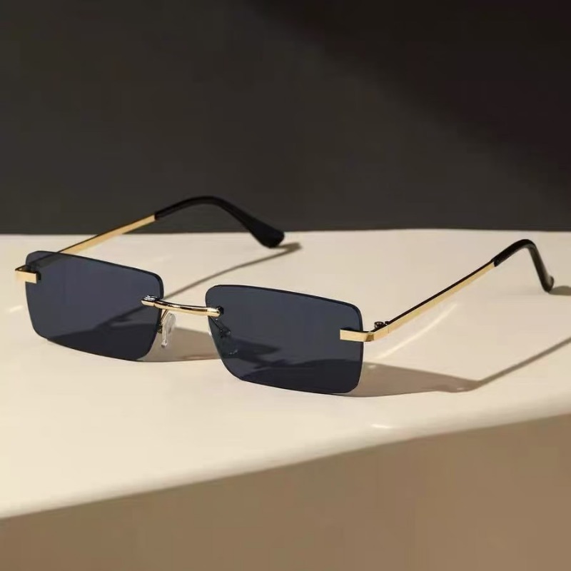 Men'S Fashion Rimless Glasses - Retro Men Metal Square Rimless Sunglasses
