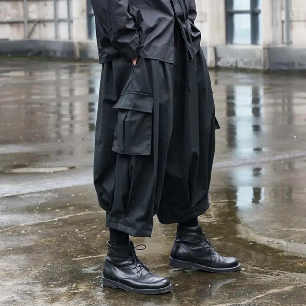 Men'S Fashion Overalls - Y2k Tide Niche Dark Black Cropped