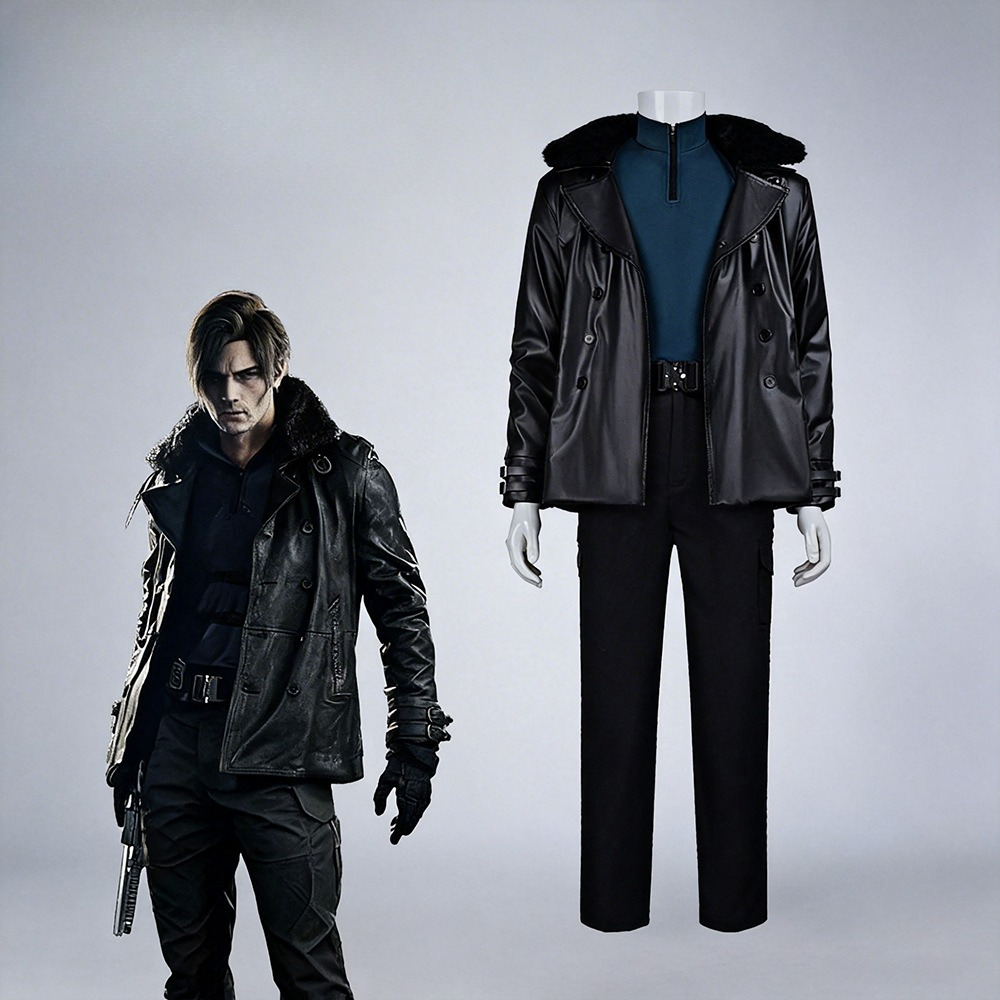 Men'S Fashion Leather Jacket - Game Leon Kennedy Re9 Evil Cosplay