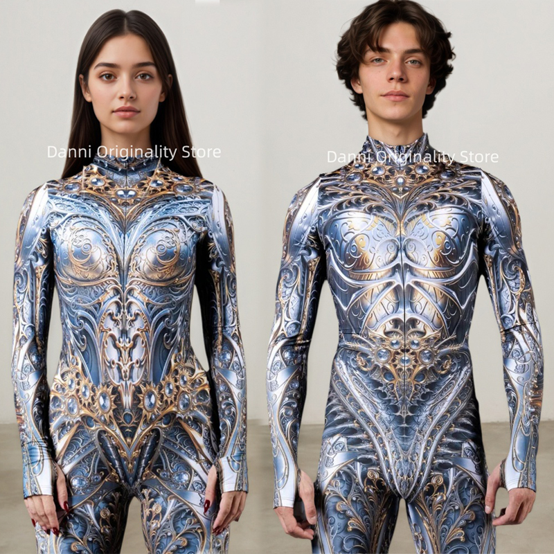 Mens Fashion Jumpsuit - Retro Mechanical Armor 3D Print Bodysuit