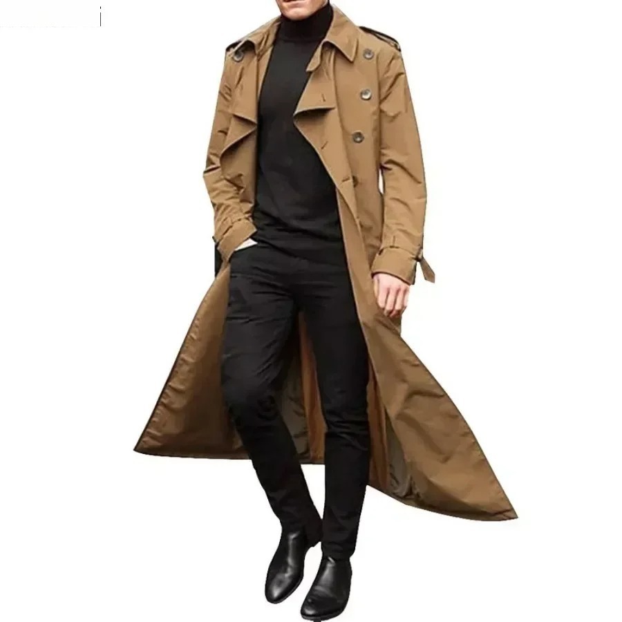 Men's Long Trench Coats Jacket - Men'S Fashion X ulasan dan harga