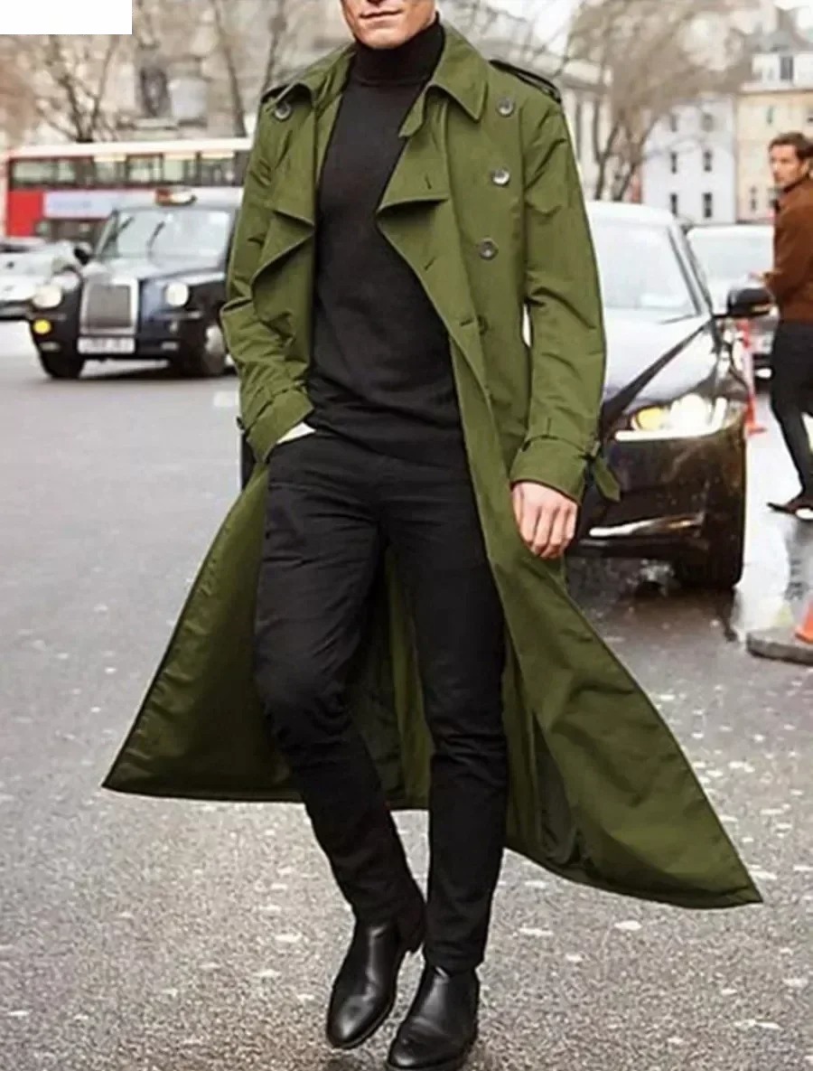 Men's Long Trench Coats Jacket - Men'S Fashion X ulasan dan harga