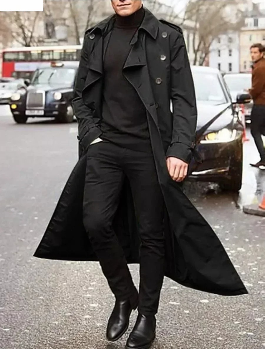 Men's Long Trench Coats Jacket - Men'S Fashion X ulasan dan harga