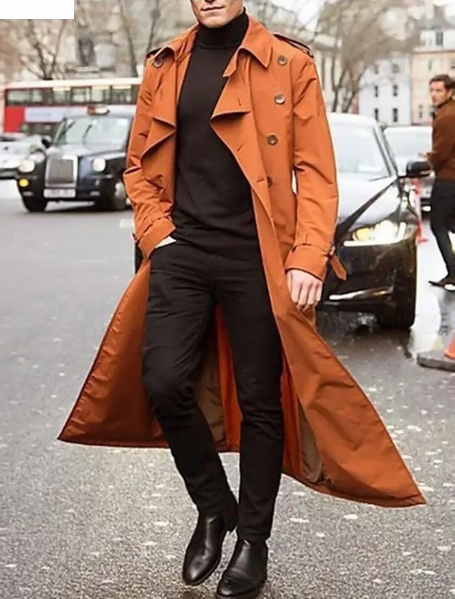 Men's Long Trench Coats Jacket - Men'S Fashion X ulasan dan harga