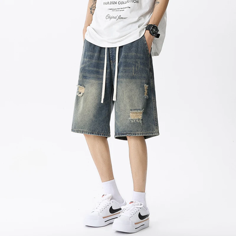 Summer Thin Denim Shorts Men's - Men'S Fashion Overalls ulasan dan harga