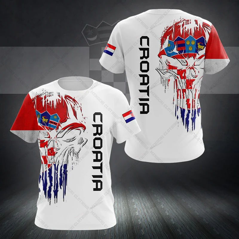 Croatia Emblem Skull Graphic C - Graphic Tee Oversized ulasan dan harga