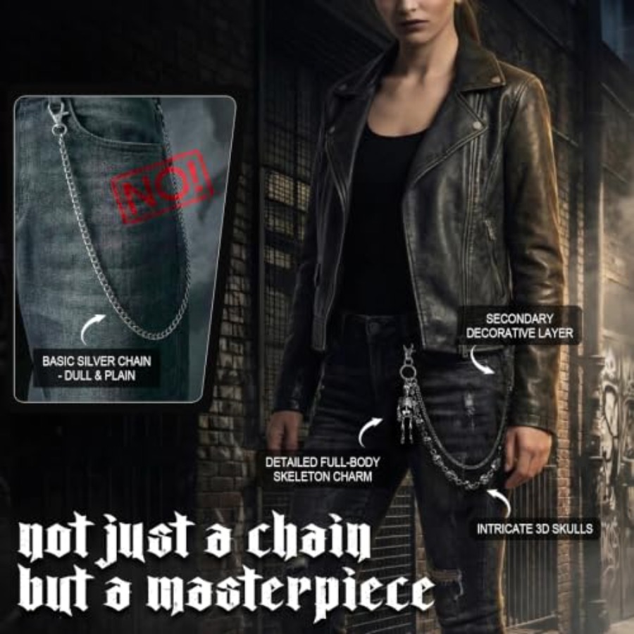 Skull Wallet Chain for Men, Go - Jeans Pants Fashion Men ulasan dan harga