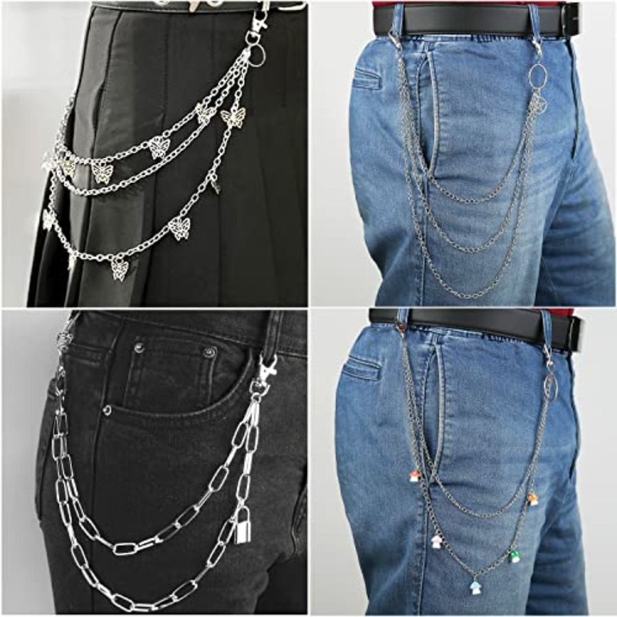6 Pieces Pants Chain Wallet Ch - Jeans Pants Fashion Men ulasan dan harga