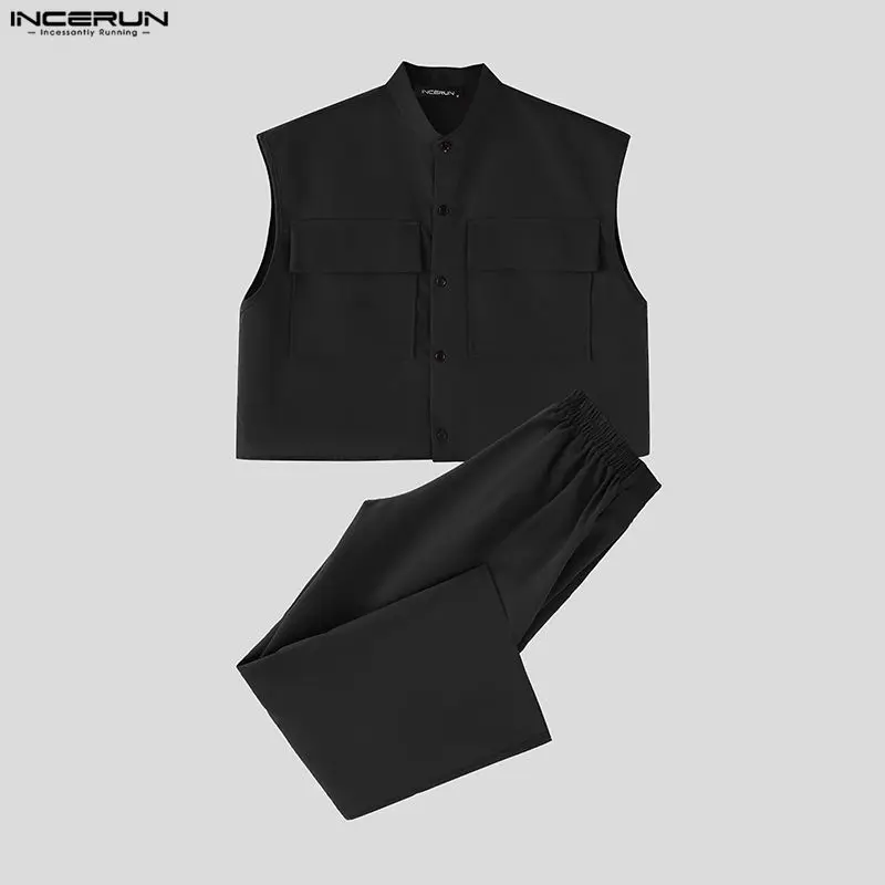 INCERUN Men Sets Solid Sleevel - Mens Fashion Streetwear ulasan dan harga