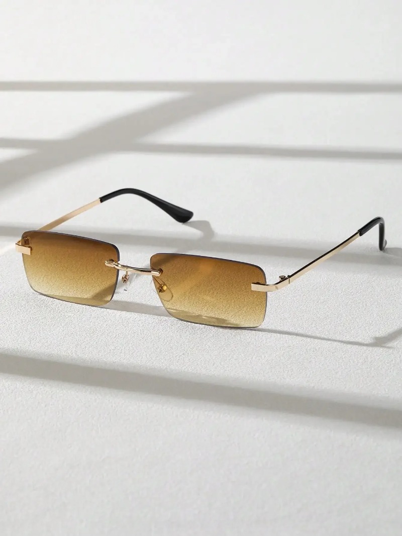 Retro Men Metal Square Rimless - Men'S Fashion Rimless Glasses ulasan dan harga