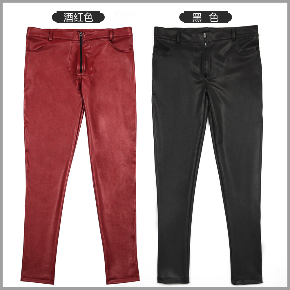 Men's PU Leather Skinny Jeans  - Men'S Fashion Overalls ulasan dan harga