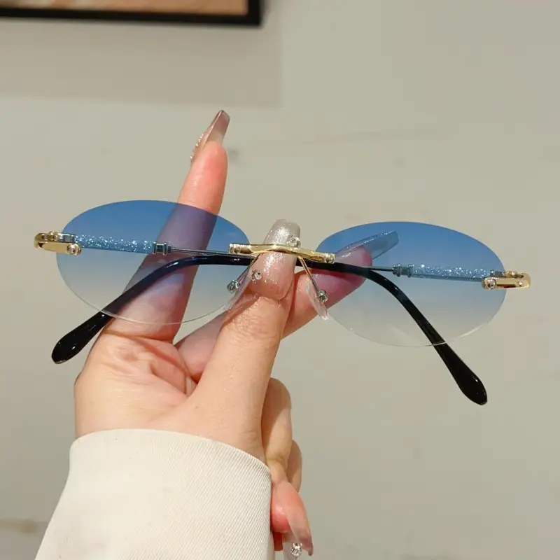 Rimless Oval Sunglasses 2025 M - Men'S Fashion Rimless Glasses ulasan dan harga