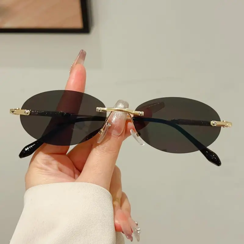 Rimless Oval Sunglasses 2025 M - Men'S Fashion Rimless Glasses ulasan dan harga