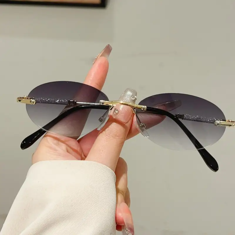 Rimless Oval Sunglasses 2025 M - Men'S Fashion Rimless Glasses ulasan dan harga