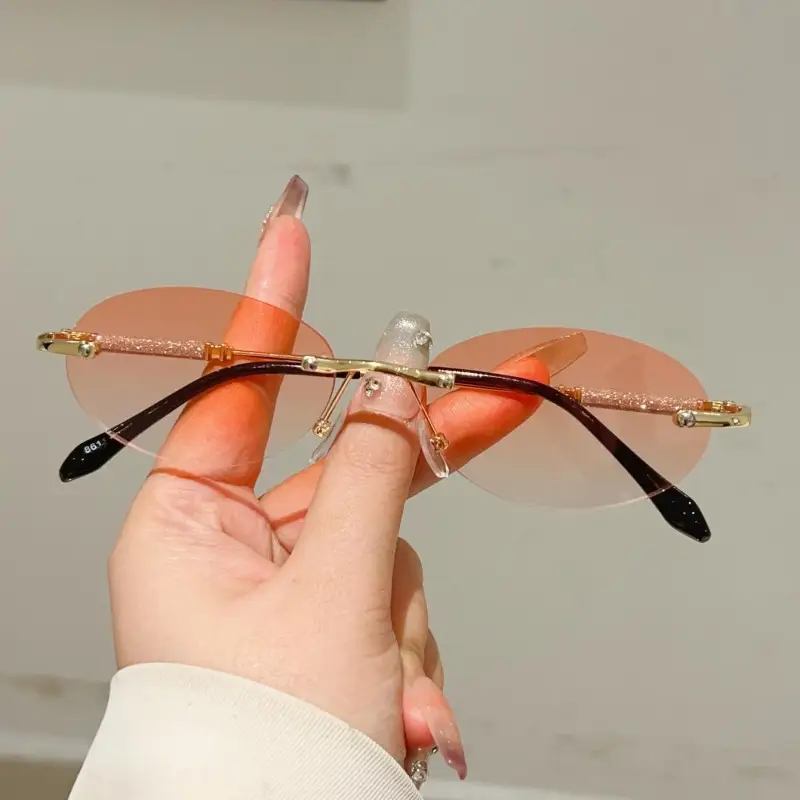 Rimless Oval Sunglasses 2025 M - Men'S Fashion Rimless Glasses ulasan dan harga