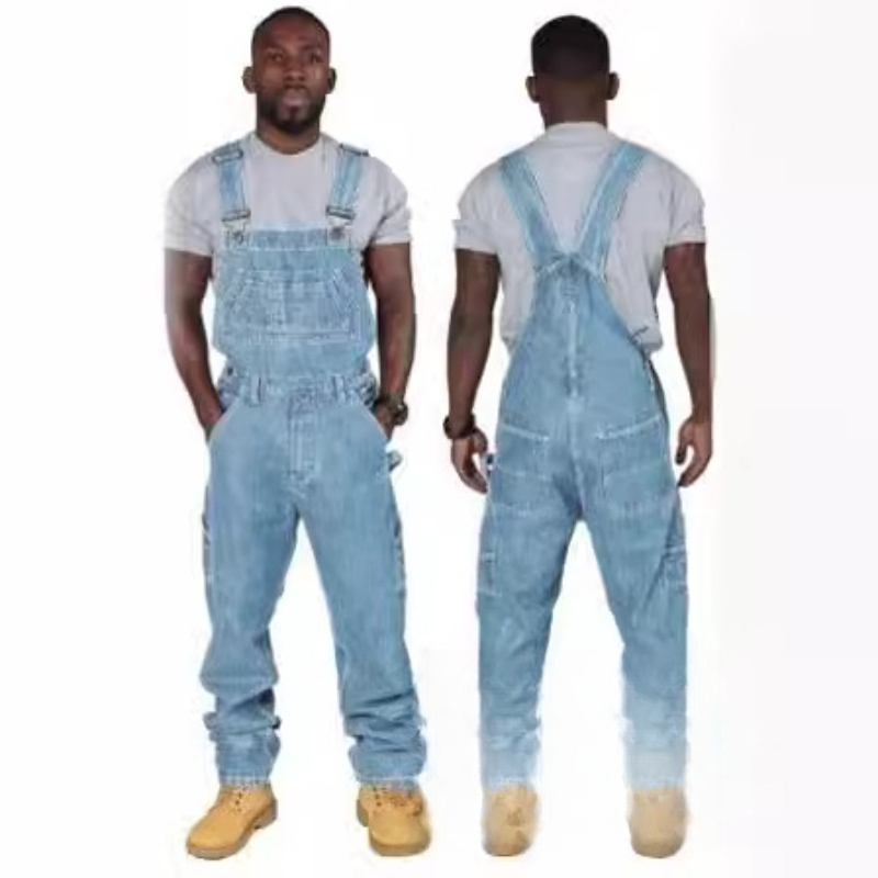 Mens Ripped Denim Overalls wit - Men'S Fashion Overalls ulasan dan harga