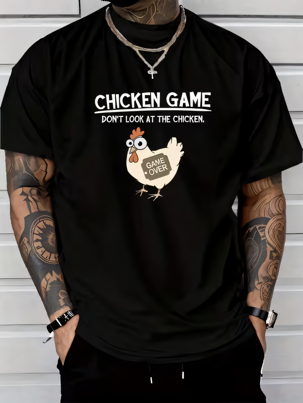 Funny Chicken Game Don't Look  - Graphic Tee Oversized ulasan dan harga