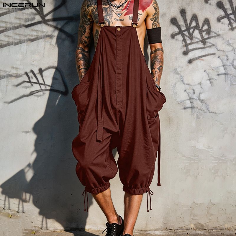 INCERUN Men's Jumpsuits Solid  - Men'S Fashion Overalls ulasan dan harga