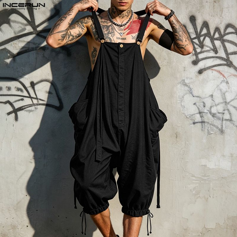 INCERUN Men's Jumpsuits Solid  - Men'S Fashion Overalls ulasan dan harga
