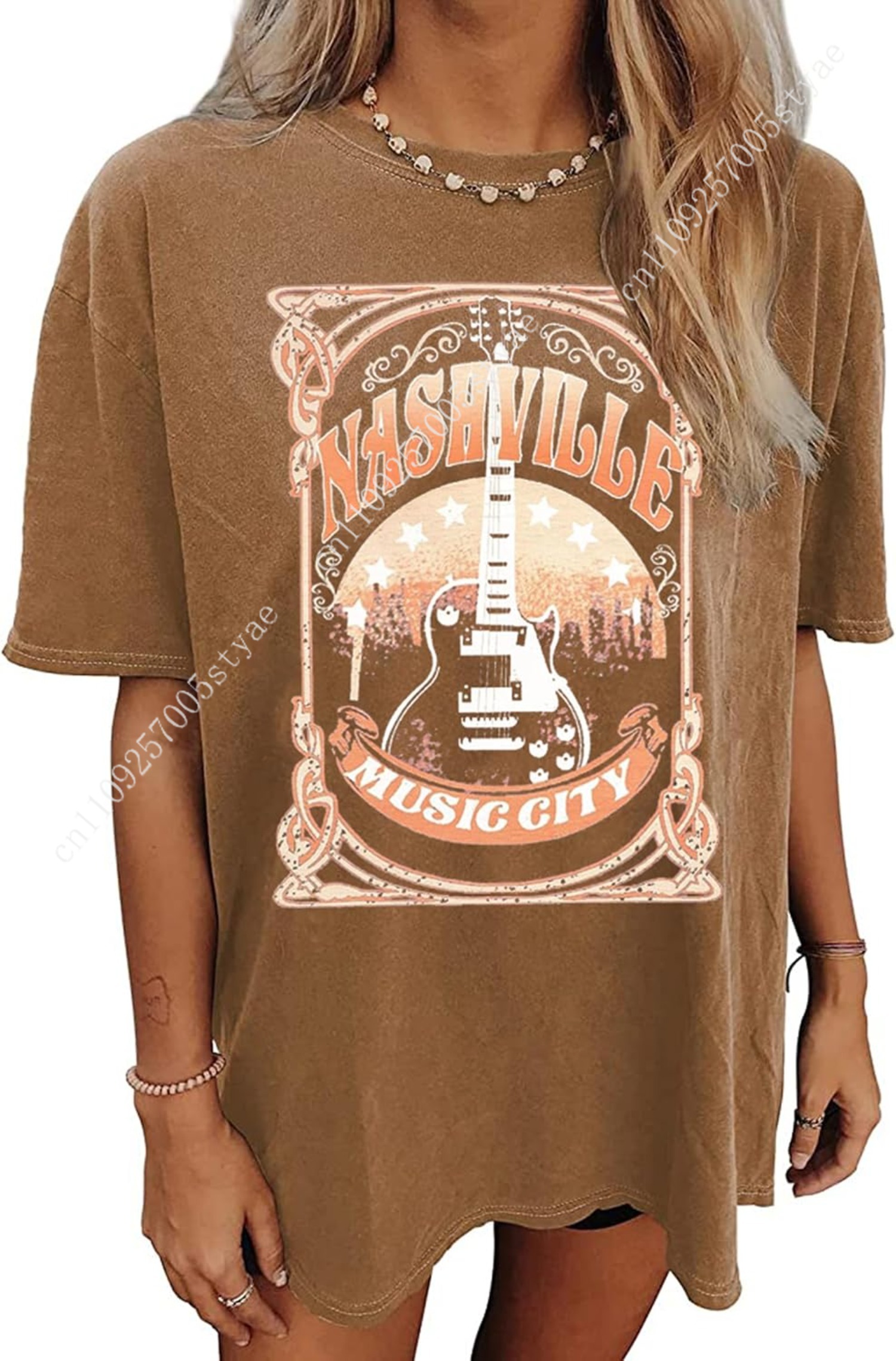 Nashville Music City T-Shirt W - Graphic Tee Oversized ulasan dan harga