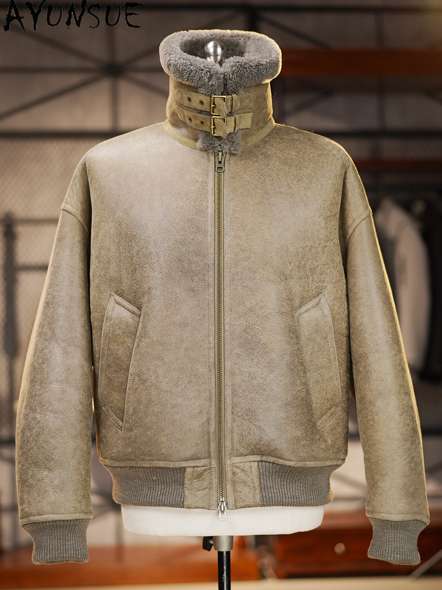 AYUNSUE High-end Natural Fur C - Men'S Fashion Leather Jacket ulasan dan harga
