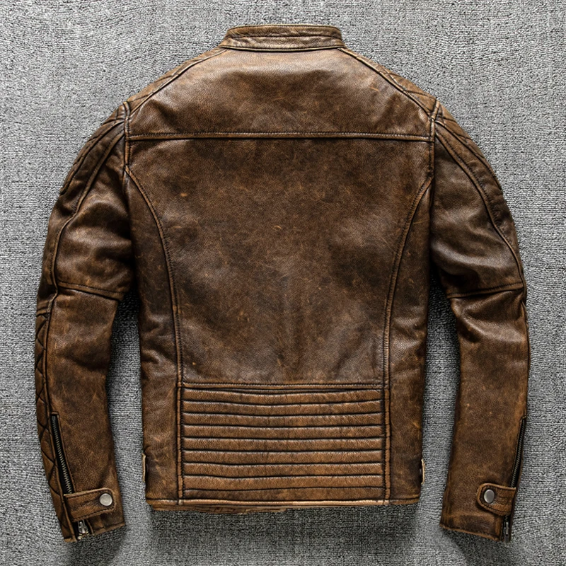 Vintage Men Leather Jacket Yel - Men'S Fashion Leather Jacket ulasan dan harga