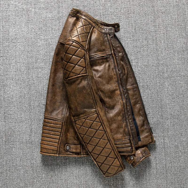 Vintage Men Leather Jacket Yel - Men'S Fashion Leather Jacket ulasan dan harga
