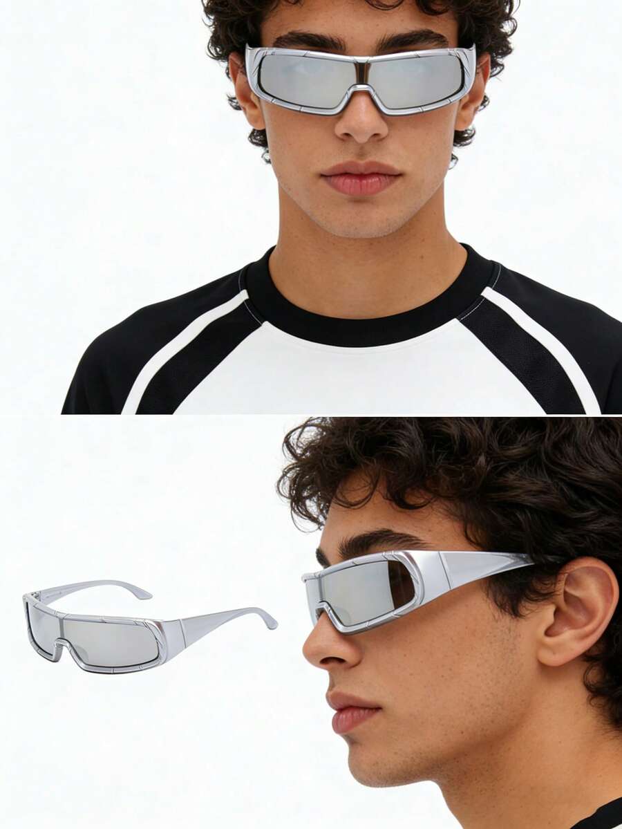 1 Pair Y2K Futuristic Cyberpun - Men'S Fashion Rimless Glasses ulasan dan harga