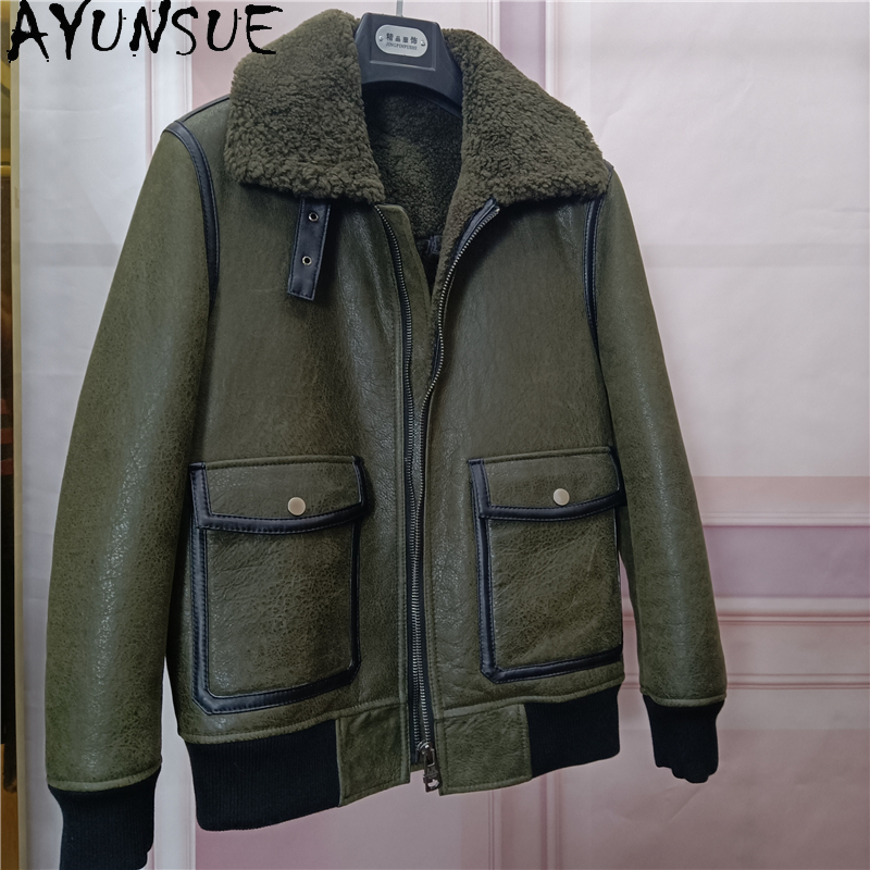 AYUNSUE Warm Natural Fur Coat  - Men'S Fashion Leather Jacket ulasan dan harga