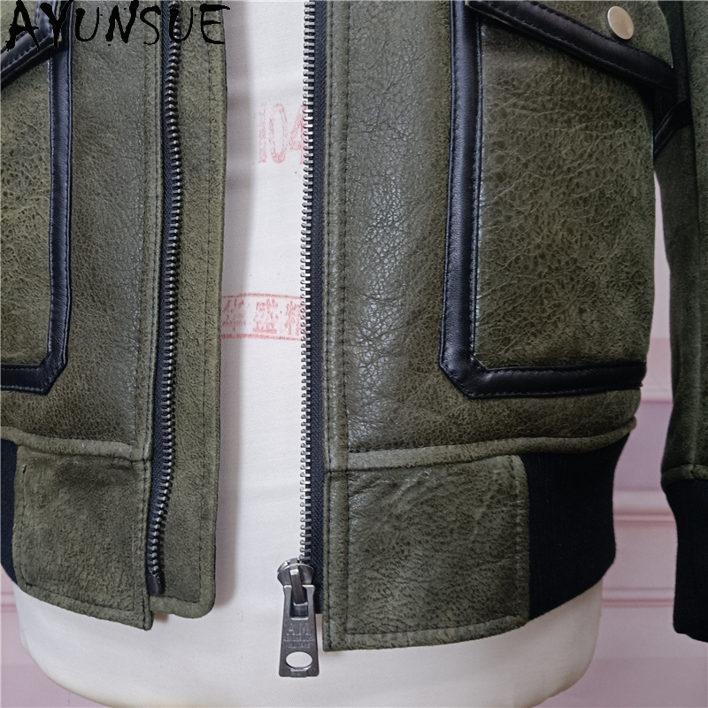 AYUNSUE Warm Natural Fur Coat  - Men'S Fashion Leather Jacket ulasan dan harga