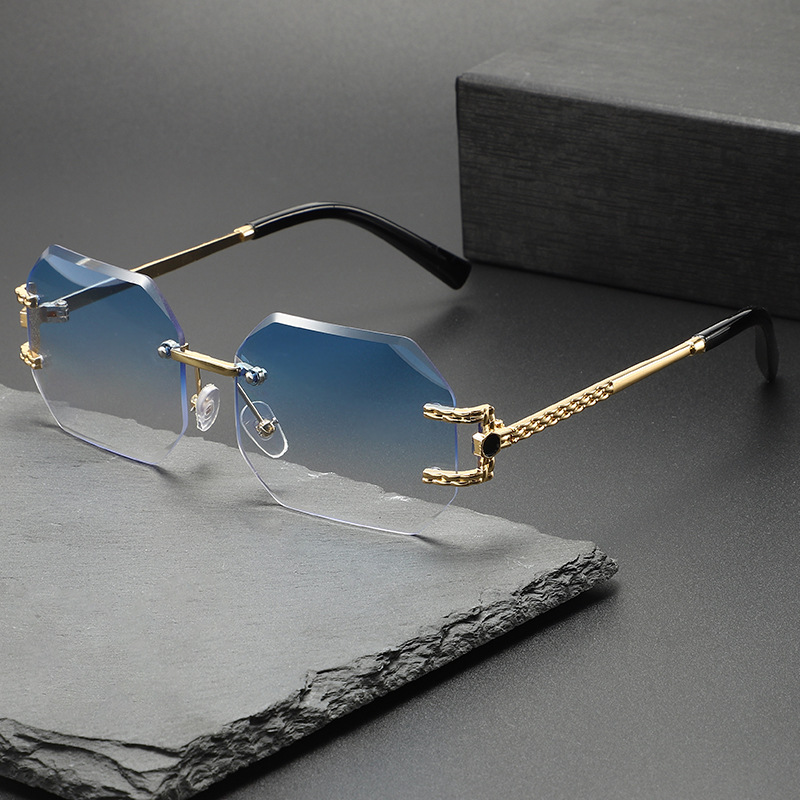 New Small Rectangle Rimless Su - Men'S Fashion Rimless Glasses ulasan dan harga