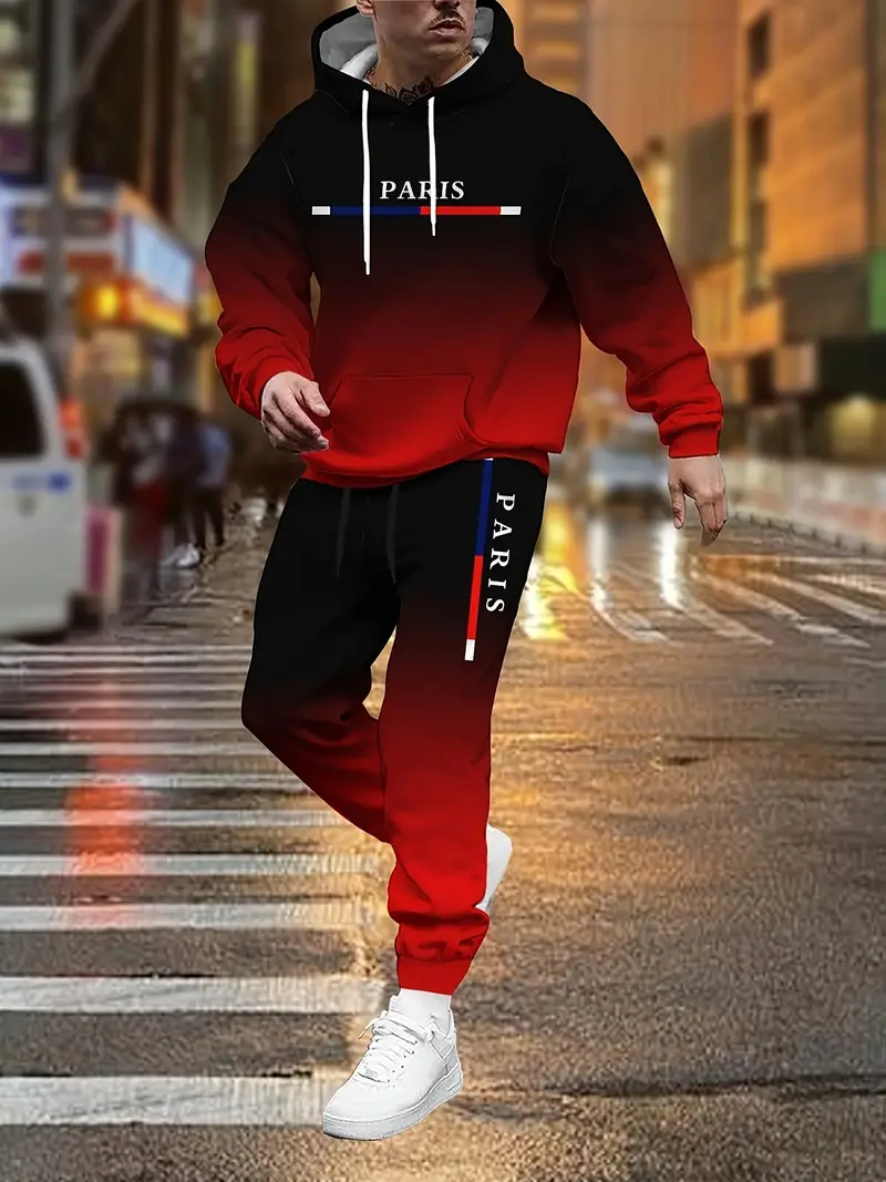 Gradient Color Paris Tracksuit - Paris Fashion Men ulasan dan harga
