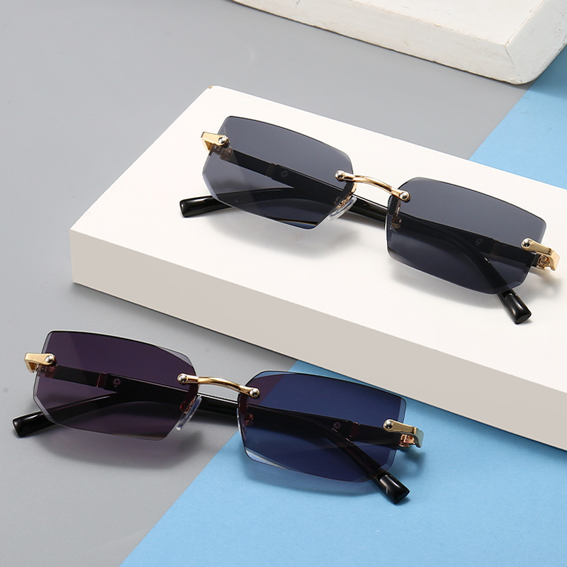 Fashion Rectangle Sunglasses M - Men'S Fashion Rimless Glasses ulasan dan harga