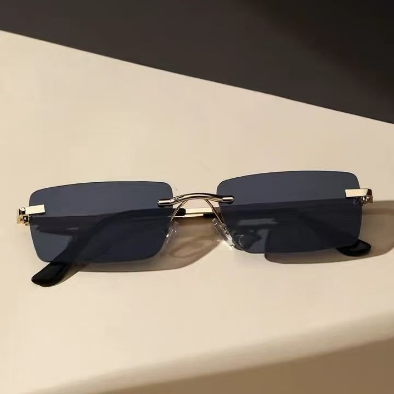 Retro Men Metal Square Rimless - Men'S Fashion Rimless Glasses ulasan dan harga