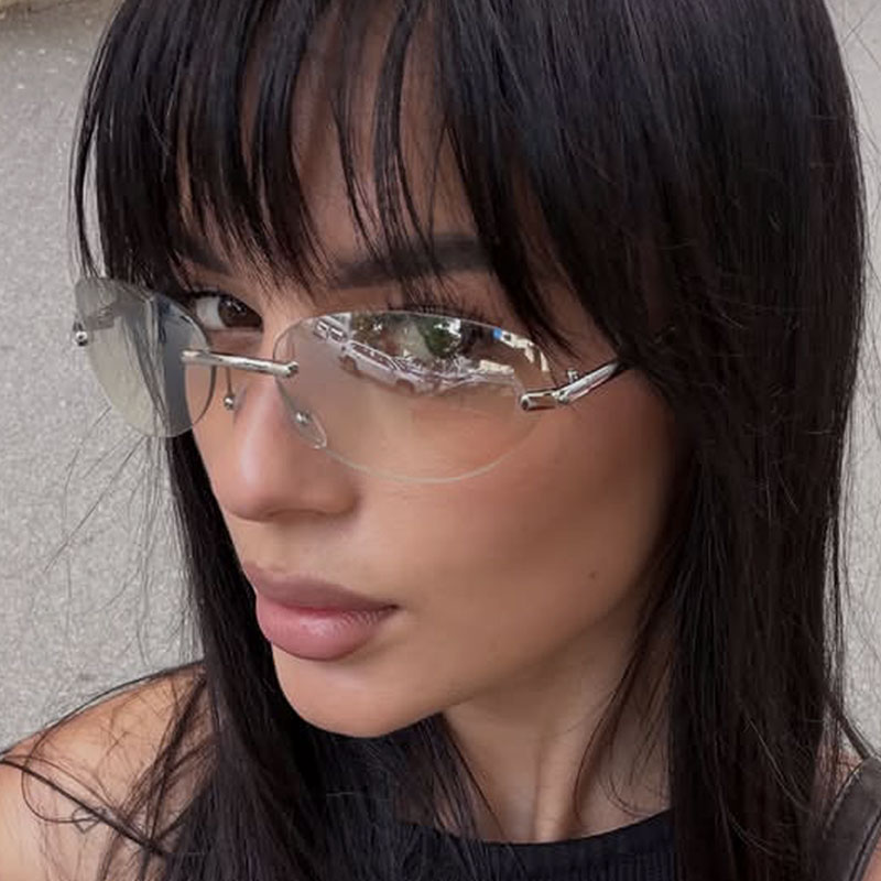 Rimless  Oval Sun Glasses for  - Men'S Fashion Glasses ulasan dan harga