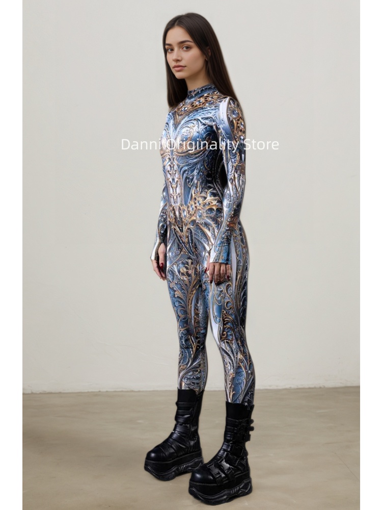 Retro Mechanical Armor 3D Prin - Mens Fashion Jumpsuit ulasan dan harga