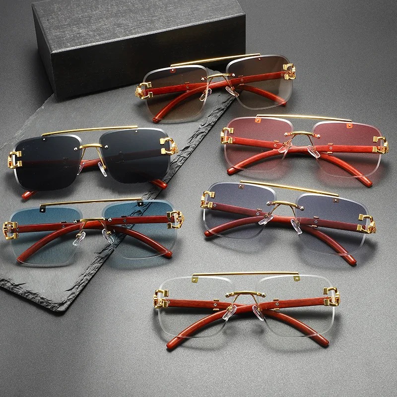 Trendy Square Sunglasses Rimle - Men'S Fashion Rimless Glasses ulasan dan harga