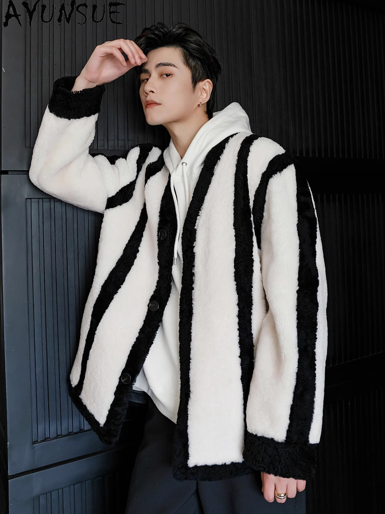 AYUNSUE New Fashion Real Fur C - Men'S Fashion Leather Jacket ulasan dan harga
